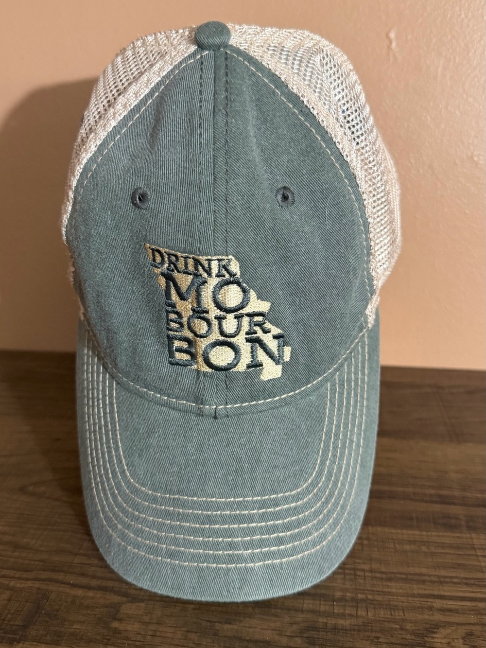 Drink MO Bourbon Trucker Cap - Denim and Cream colored